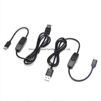 Új Raspberry Pi 4B tápkábel kapcsolóval, USB-C–ról USB töltőkábel, 1 m, 3 A