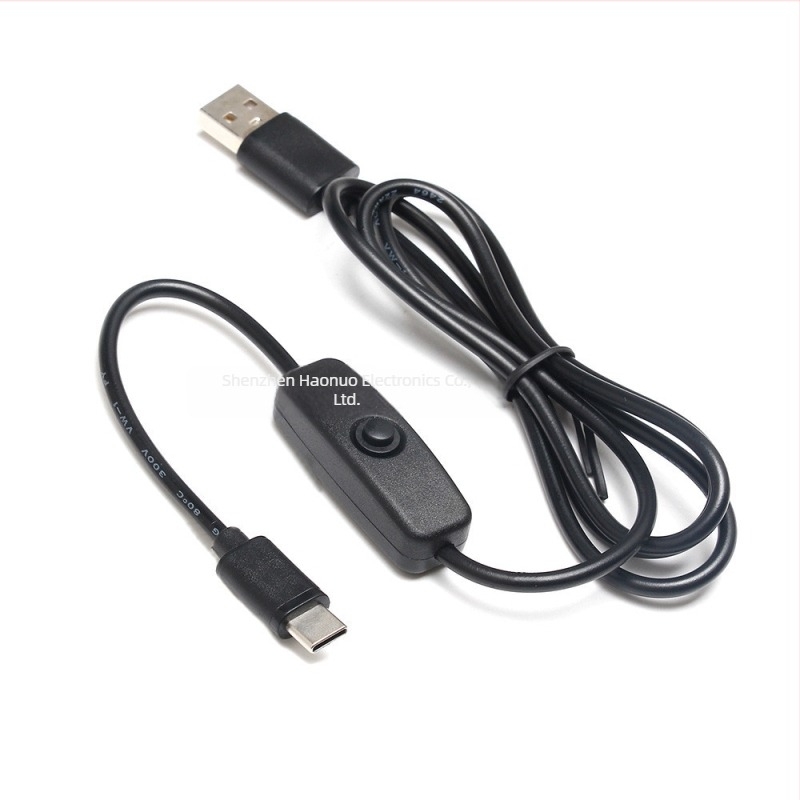 Új Raspberry Pi 4B tápkábel kapcsolóval, USB-C–ról USB töltőkábel, 1 m, 3 A