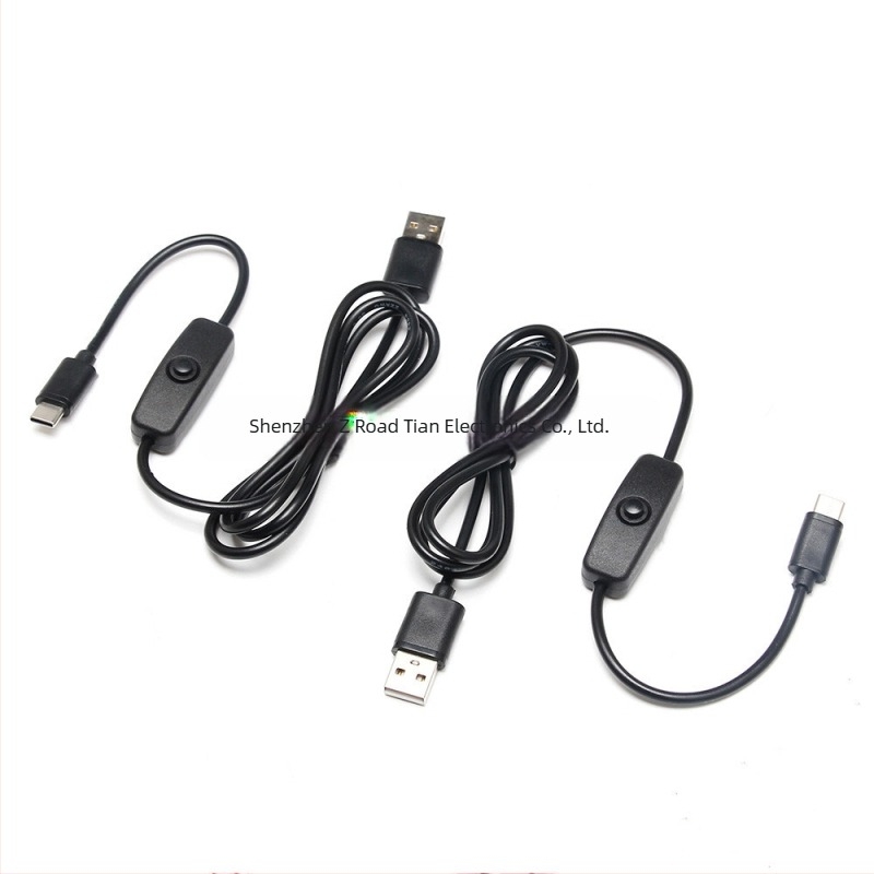 Új Raspberry Pi 4B tápkábel kapcsolóval, USB-C–ról USB töltőkábel, 1 m, 3 A