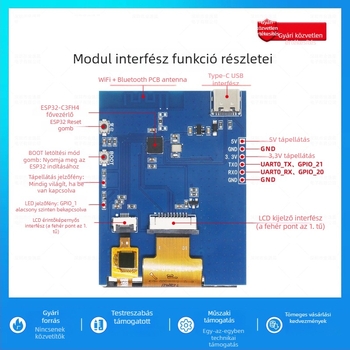 JAYOS ESP32-C3 fejlesztői tábla 2,4 hüvelykes LCD kijelzővel, kapacitív érintéssel, WiFi és Bluetooth
