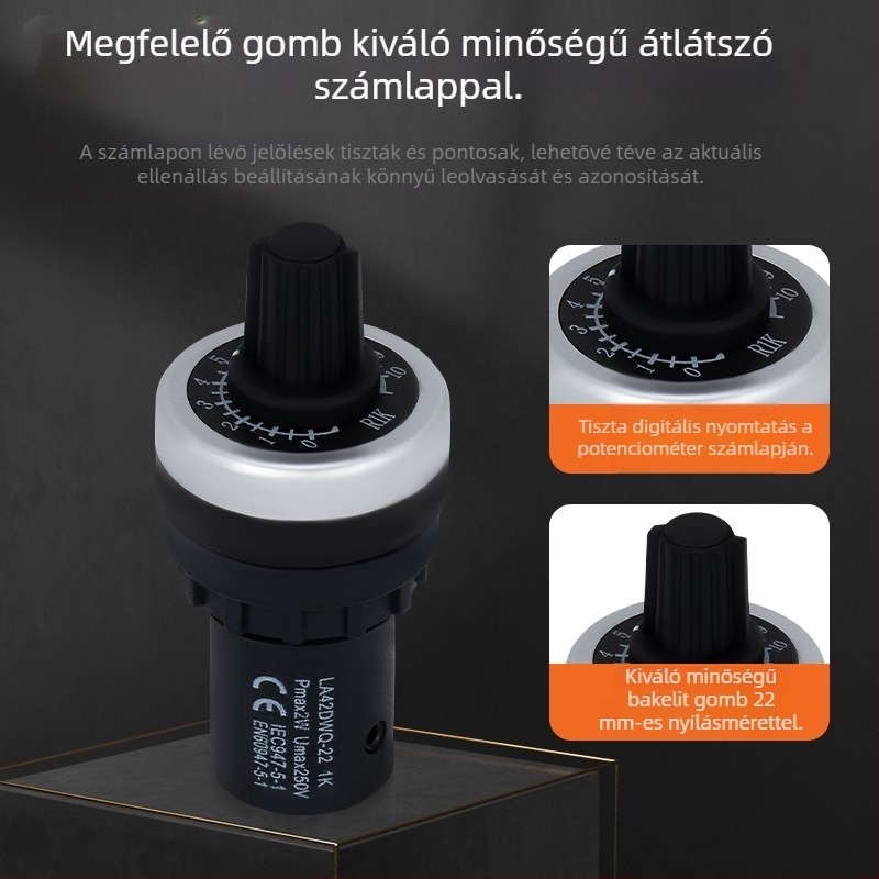 LA42DWQ sorozat precíz frekvenciaszabályozó potenciométer fedőgombbal