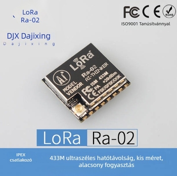 SX1278 LoRa vezeték nélküli modul, 433 MHz, SPI interfész, Ra-02