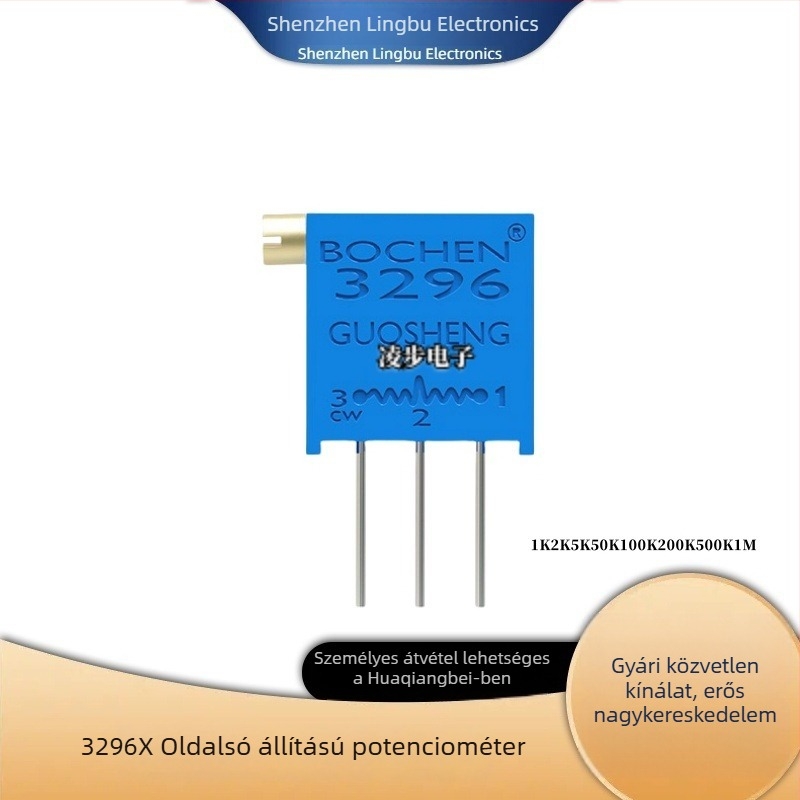 3296X103 10K oldalsó állítású többfordulatú potenciométer 1K 2K 5K 50K 100K 200K 500K 1M
