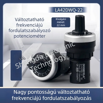 LA42DWQ-22 kaniszteres forgó potméter-transzformátor sebességszabályzó, 22 mm átmérő, 1K, 2K, 5K, 10K