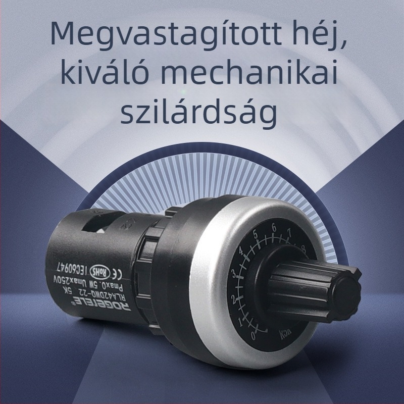 LA42DWQ-22 kaniszteres forgó potméter-transzformátor sebességszabályzó, 22 mm átmérő, 1K, 2K, 5K, 10K