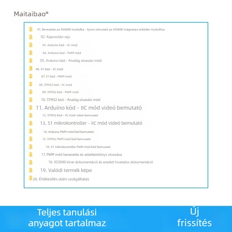 AS5600 mágneses enkódoló modul PWM/I2C, brushless motorokhoz, eredeti mágnessel mellékelve