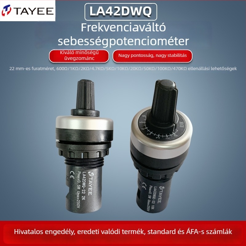 Tianyi LA42DWQ-22 potenciométer — gomb, 10K/5K, kiváló pontosság, változó frekvenciájú sebességszabályozó ellenállás, 20K/2K