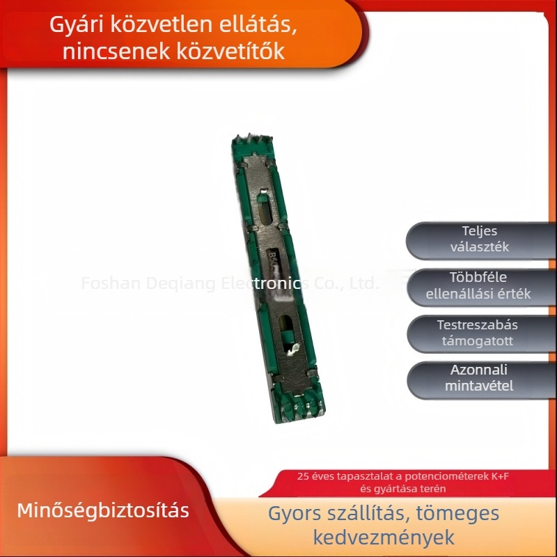 4580GHB50K-15C/1/C8 Pin potenciométer, csúszó fader, 45 mm-es mozgástartomány, középpont, keverő- és erősítőhöz