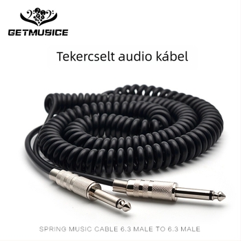 Gitár és basszus hangszerhez árnyékolt audio kábel, 6.35/6.5 mm csatlakozó