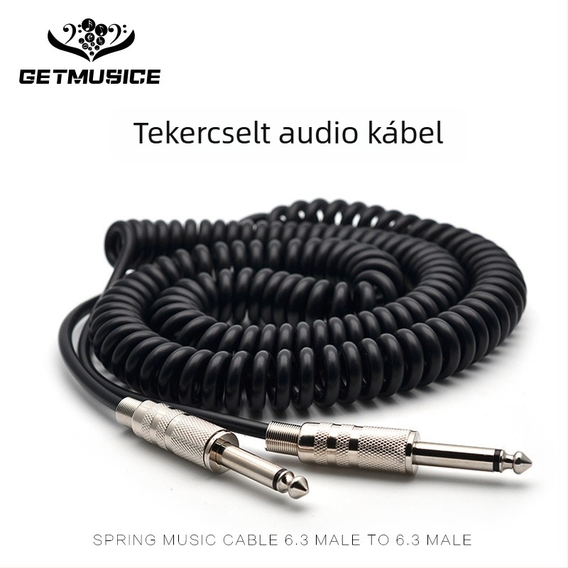 Gitár és basszus hangszerhez árnyékolt audio kábel, 6.35/6.5 mm csatlakozó