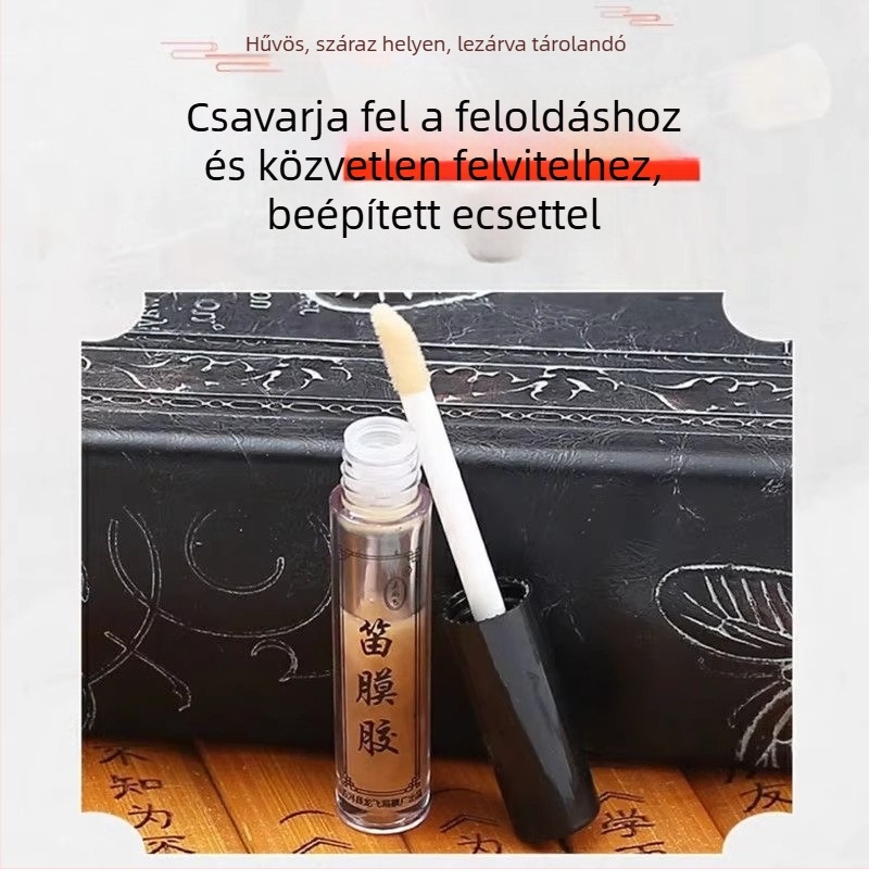 Jázmin illatú folyékony ragasztó fuvola membránokhoz, kis üveg ecsettel – hangszer kiegészítő