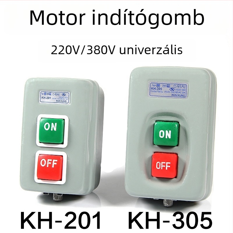 KH-305/201 motor indítás kapcsoló, háromfázisú és egyfázisú motorokhoz, 380V/220V