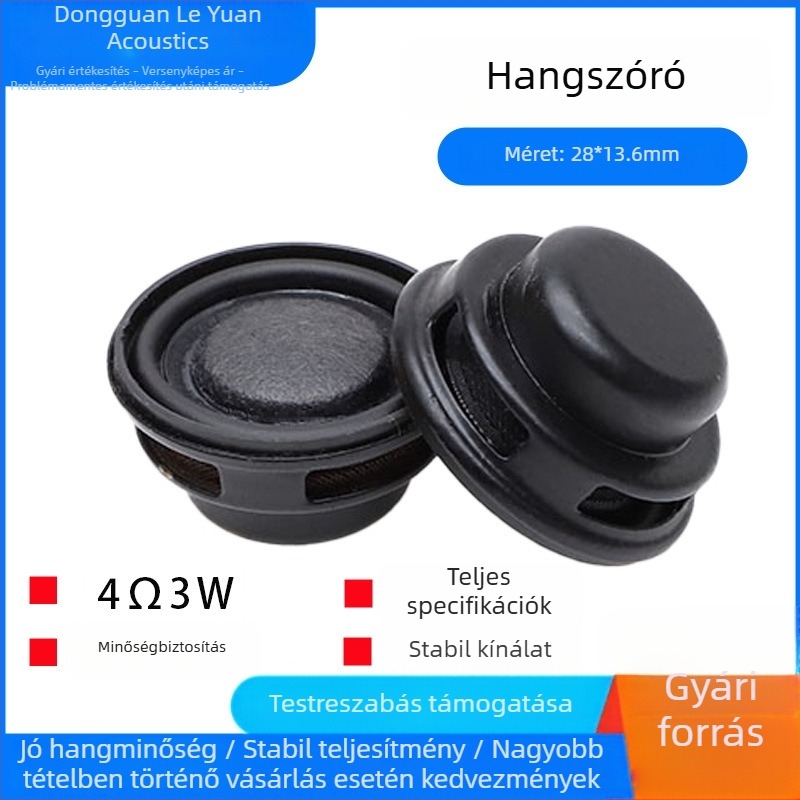 28 mm-es kör alakú hangszóró belső mágneses, 4 Ω, 3 W multimédiás hangszóró