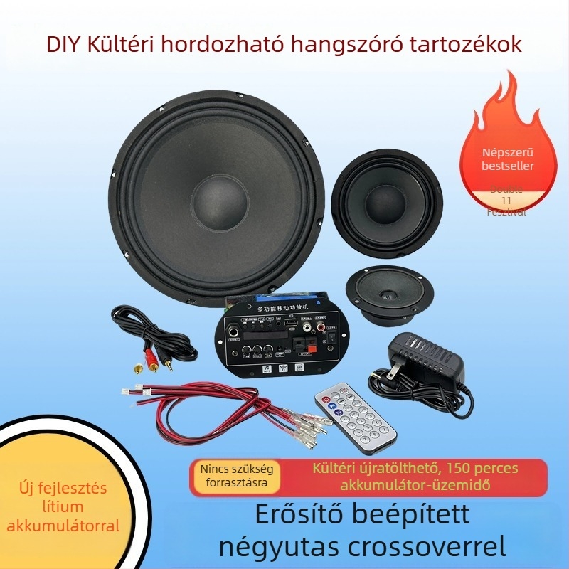 15 hüvelykes mélyláda kettős tekercses DIY kültéri hordozható hangrendszerhez