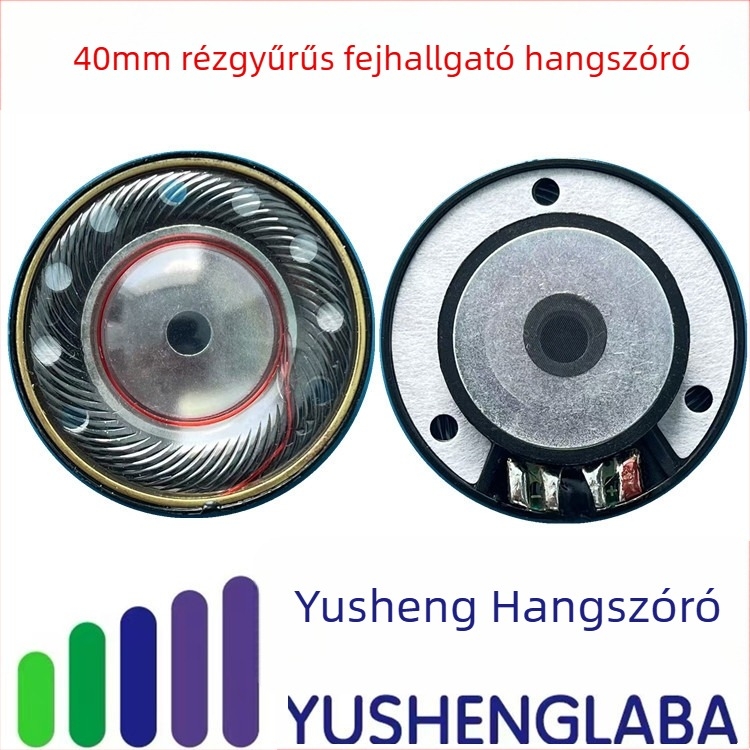 40 mm teljes frekvenciájú dinamikus fejhallgató hangszóró réz gyűrűvel, diafragma nem papíralapú, DIY audiofiloknak