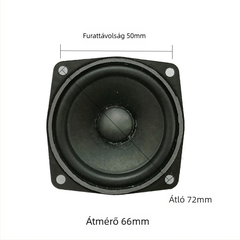 2,5 hüvelykes, 4 Ω, 5 W teljes frekvenciájú hangszóró, 66 mm gumírozott él, Bluetooth hangszóró külső mágnessel, multimédia hangszóró, testreszabás
