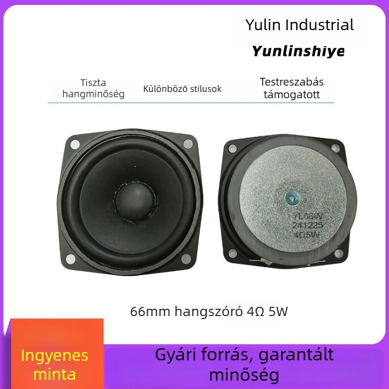 2,5 hüvelykes, 4 Ω, 5 W teljes frekvenciájú hangszóró, 66 mm gumírozott él, Bluetooth hangszóró külső mágnessel, multimédia hangszóró, testreszabás