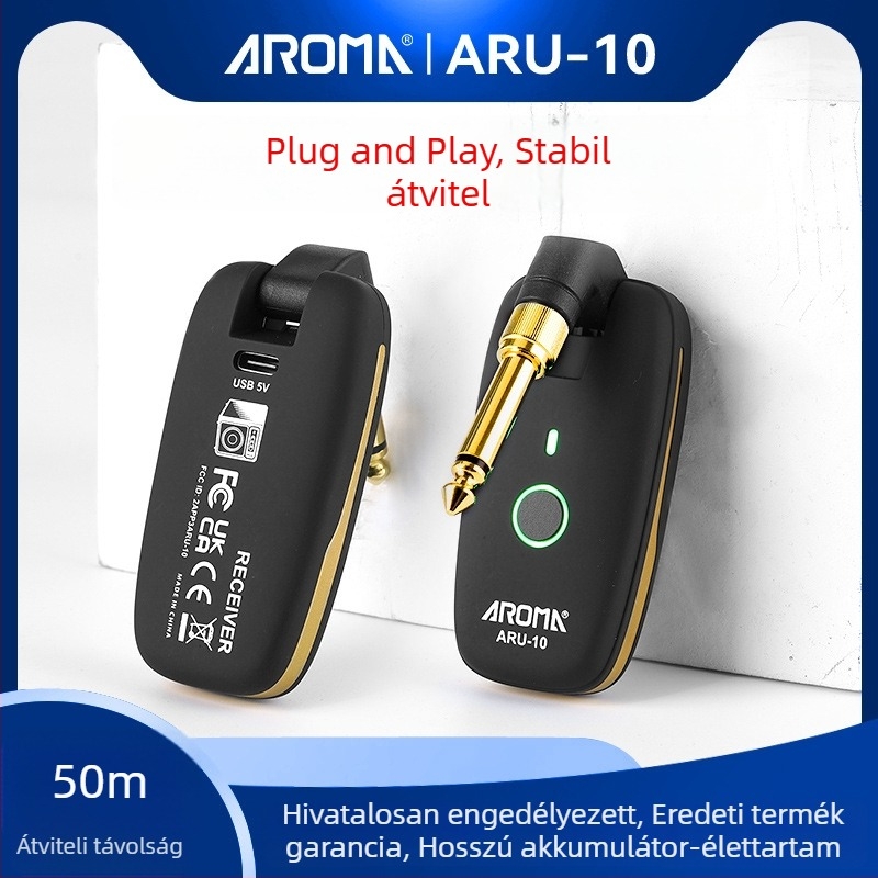 Arnoma ARU-10 Gitárhoz vezeték nélküli Transceiver, audió adó- és vevő, hangszerkábel