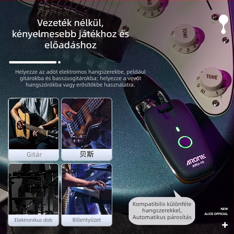 Arnoma ARU-10 Gitárhoz vezeték nélküli Transceiver, audió adó- és vevő, hangszerkábel