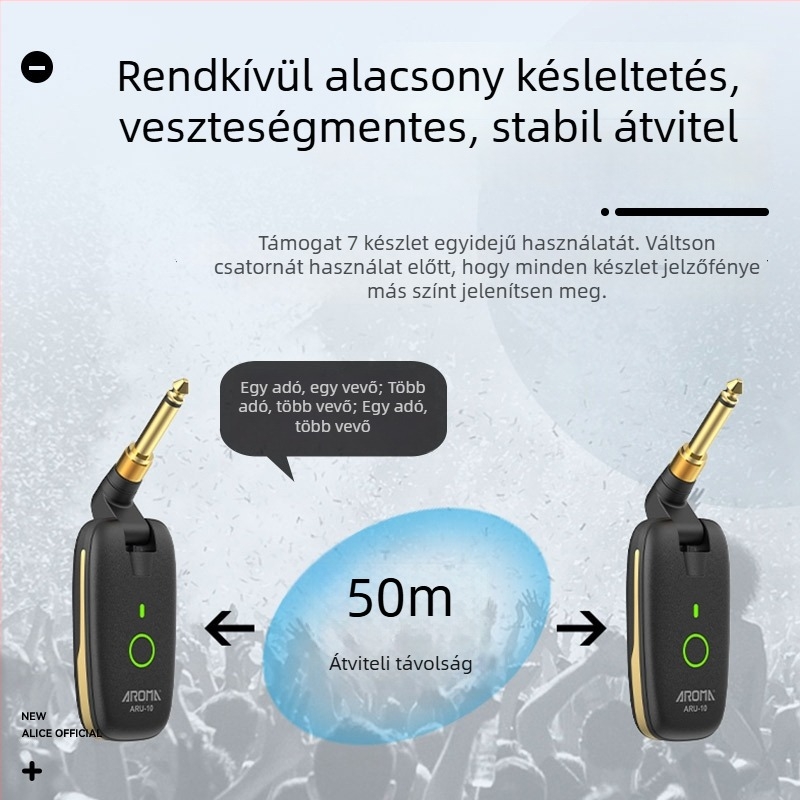 Arnoma ARU-10 Gitárhoz vezeték nélküli Transceiver, audió adó- és vevő, hangszerkábel