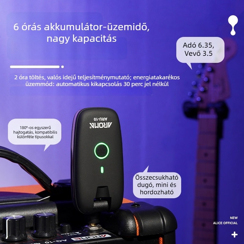Arnoma ARU-10 Gitárhoz vezeték nélküli Transceiver, audió adó- és vevő, hangszerkábel