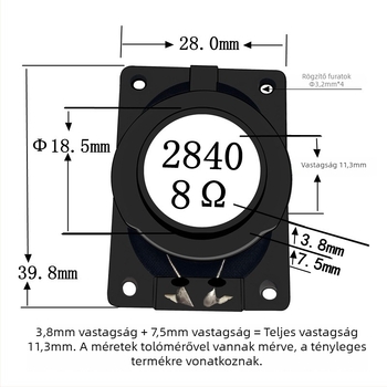 ERQU 2840 Ultrakönnyű hangszóró, 8 Ω, 3 W, koaxiális, teljes frekvenciájú, notebookokhoz és digitális eszközökhöz