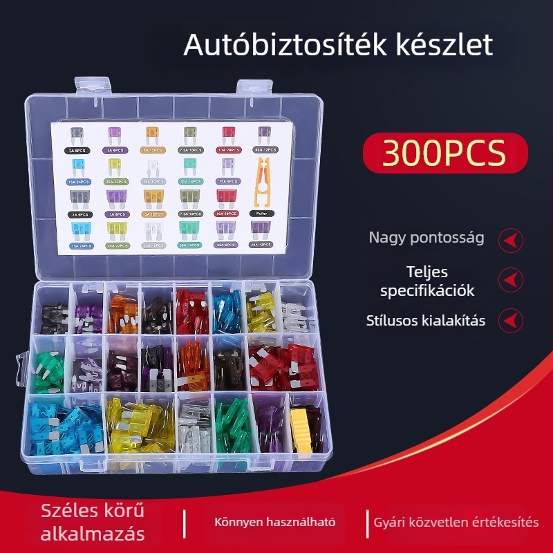 300 db közepes és kis méretű cinkbetét biztosítékok, vegyes készlet dobozban