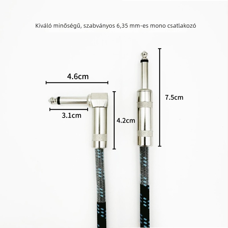 3m árnyékolt hangszer-kábel gitárhoz, billentyűkhöz és basszushoz – színpadi használatra, zajcsökkentés