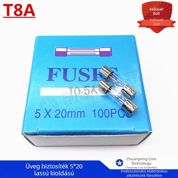 Üveg biztosítótömlő 5×20 mm T8A, 8A, 250V, slow-blow, kiváló minőségű