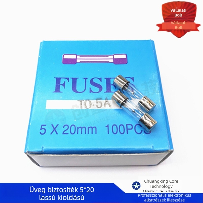 Üveg biztosítótömlő 5×20 mm T8A, 8A, 250V, slow-blow, kiváló minőségű