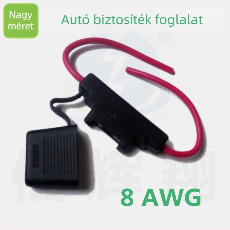XHX006 Autóbiztosító tartó, nagy, fekete vízálló ház, No. 8 vezeték, 5,1 mm² keresztmetszet, 38 cm hosszú