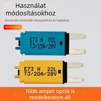 Autóipari T3 kézi resetű biztosíték, beépíthető típus, 28 VDC, 5–30 A