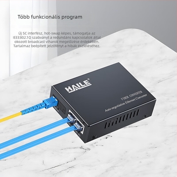 Optikai transzceiver, 100 Mbps, monomódus, egy szál, egy optikai port és két elektromos port, 20 km-es hatótávolság, SC csatlakozó