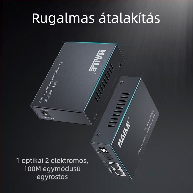 Optikai transzceiver, 100 Mbps, monomódus, egy szál, egy optikai port és két elektromos port, 20 km-es hatótávolság, SC csatlakozó
