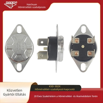 Nagy teljesítményű elektromos melegvízcsap hőmérsékletszabályozó kapcsolóval KSD305/302X, bipoláris négypólusú, 25A termikus védelem