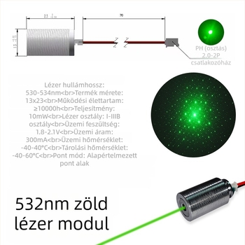 532 nm zöld lézermodul környezeti megvilágításra, csillagos ég világítás, színpadi világítás, lézerfej-modul