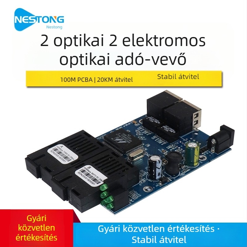 ZX-BS22-PCBA egyszálas optikai transzceiver, 2 optikai port és 2 elektromos port, legfeljebb 20 km, PCBA tábla