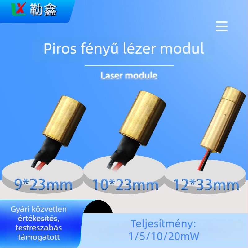 635 nm vörös keresztes vonalú lézermodul pozicionáláshoz, átmérő 9/10/12 mm