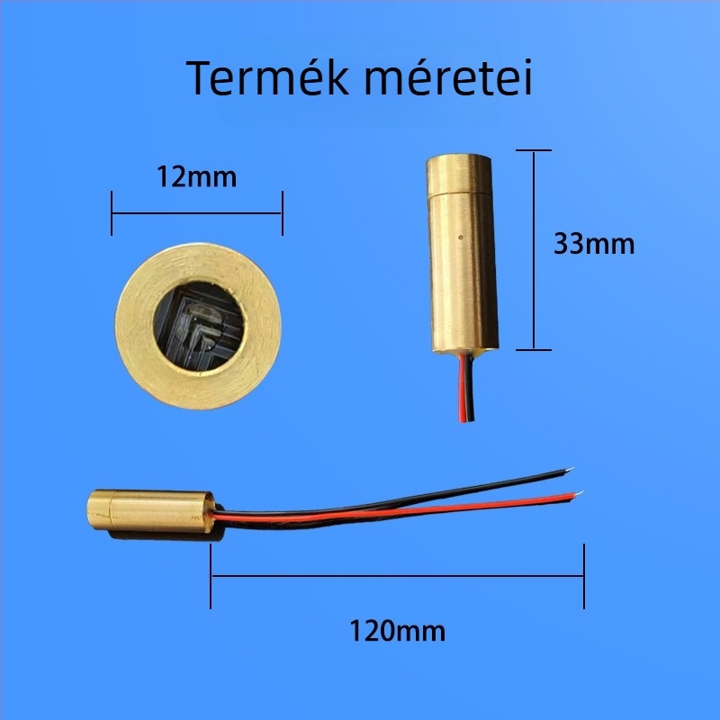 635 nm vörös keresztes vonalú lézermodul pozicionáláshoz, átmérő 9/10/12 mm