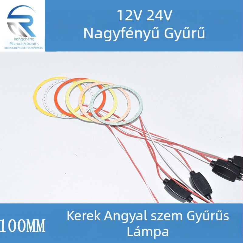 100 mm-es kör alakú LED Angel Eye haló gyűrű COB, 12V/24V, nagy fényerő, DIY autó módosítás