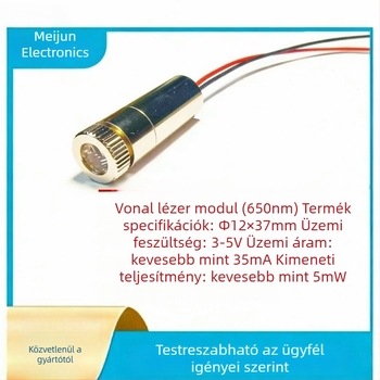 Meijun lineáris lézercső, 12×37 mm, 650 nm, 3–5 V, ≤35 mA, ≤5 mW