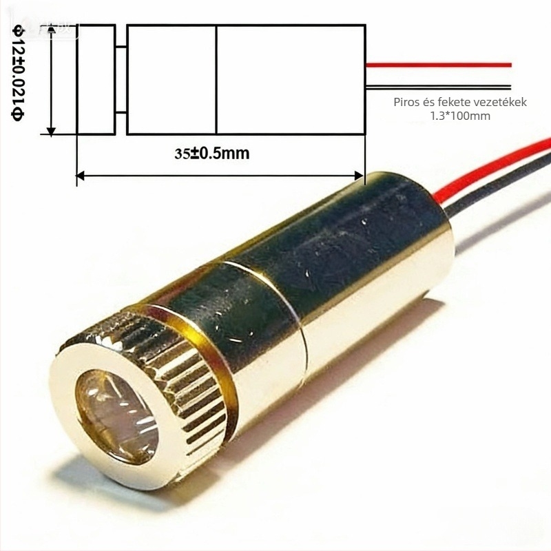 Meijun lineáris lézercső, 12×37 mm, 650 nm, 3–5 V, ≤35 mA, ≤5 mW