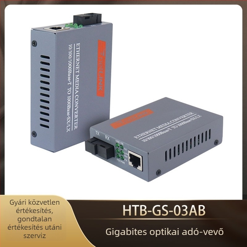 NetLink optikai transzceiver és médiakonverter egyszálas és duplex szálas optikai hálózathoz, Gigabites
