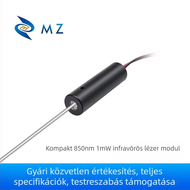 Magas stabilitású infravörös lézer modul, 850 nm, 1 mW, kompakt kivitel, pontos célzás és pozicionálás