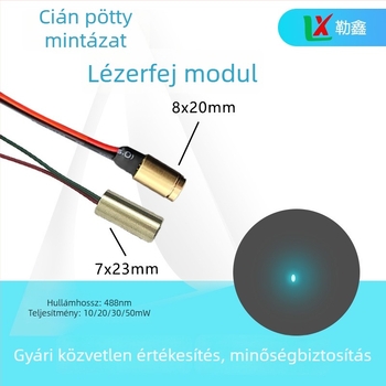 Szemivezető lézermodul, 488 nm-es hullámhosszal, égkék/cian színű, átmérő 6/7/8/9/10/12 mm