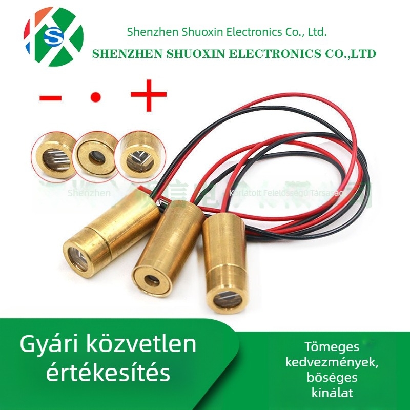 9 mm-es lézerfej, típus egysoros kereszt-pont, piros lézercső, lézer diode, félvezető lézercső