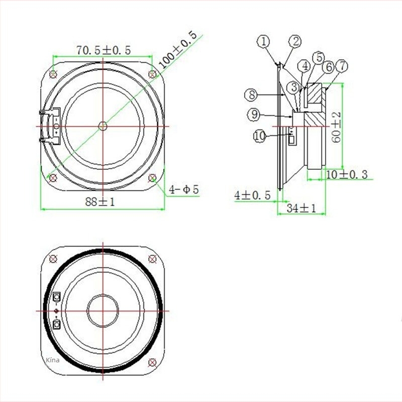 LS87W-7F-R8, 3,5 colos, 8 Ω, 12 W, teljesen zárt vízálló tengeri hangfal, 100 dB, 9,8 V
