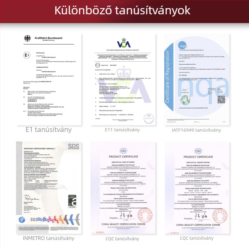 12V/24V négyzet alakú autóklaxon, két tónusú csiga alakú hanggal, univerzális Ford, Hyundai és Honda