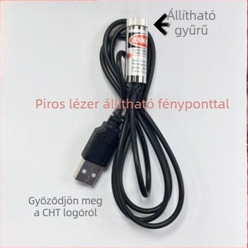 12 mm-es lézer-modul USB csatlakozóval, pontszerű lézerfej, piros, állítható, pozicionáló lézer