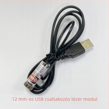 12 mm-es lézer-modul USB csatlakozóval, pontszerű lézerfej, piros, állítható, pozicionáló lézer